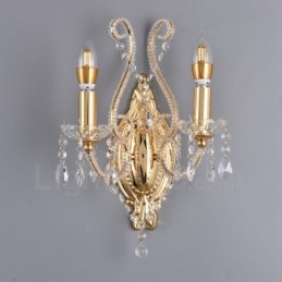 Designer Touch Decorative 2 Light Gold Black American Style Crystal Wall Light for Living Room Dining Room Clothing Store Coffee Store Hotel