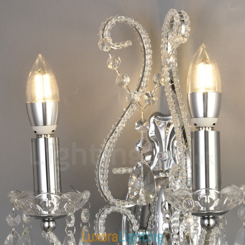 Designer Touch Decorative 2 Light Gold Black American Style Crystal Wall Light for Living Room Dining Room Clothing Store Coffee Store Hotel