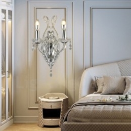 Designer Touch Decorative 2 Light Gold Black American Style Crystal Wall Light for Living Room Dining Room Clothing Store Coffee Store Hotel