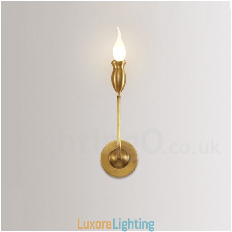 Designer Touch Decorative Pure Brass Luxurious Rustic Retro Vintage 1 Light Candle Wall Light Special for Hotel Bedroom Showroom Living Room Dinning Room