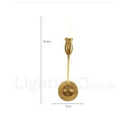 Designer Touch Decorative Pure Brass Luxurious Rustic Retro Vintage 1 Light Candle Wall Light Special for Hotel Bedroom Showroom Living Room Dinning Room