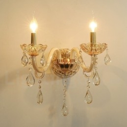 Designer Touch Decorative 2 Light Gold K9 Crystal Candle Retro Glass Wall Light