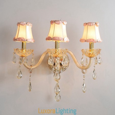Designer Touch Decorative 3 Light Gold K9 Crystal Candle Retro Glass Wall Light