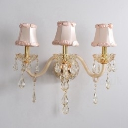 Designer Touch Decorative 3 Light Gold K9 Crystal Candle Retro Glass Wall Light