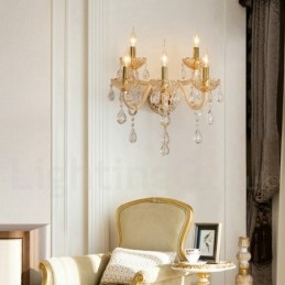 Designer Touch Decorative 5 Light Gold K9 Crystal Candle Retro Glass Wall Light