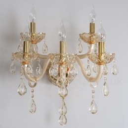 Designer Touch Decorative 5 Light Gold K9 Crystal Candle Retro Glass Wall Light