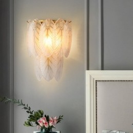 Designer Touch Decorative Nordic French Feather Crystal Wall Sconces Postmodern Lighting Luxury Living Room Background Wall Corridor like Hotel Panel Wall Lamp