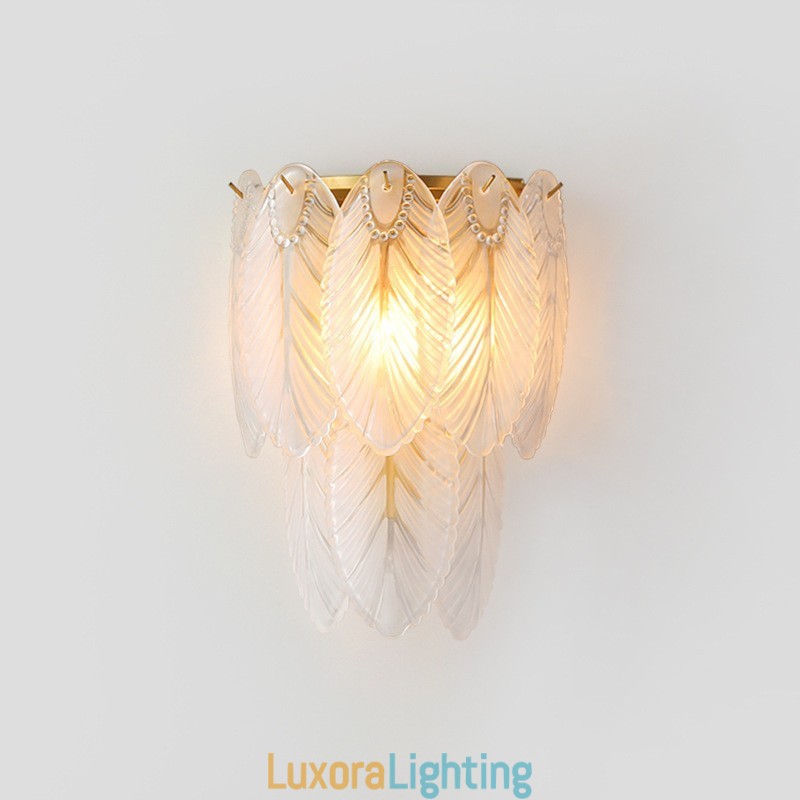 Designer Touch Decorative Nordic French Feather Crystal Wall Sconces Postmodern Lighting Luxury Living Room Background Wall Corridor like Hotel Panel Wall Lamp