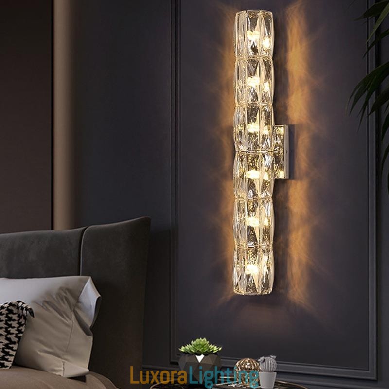 Designer Touch Decorative Living Room Wall Lamp Light Luxury Simple Bedroom Bedside Lamp Hotel Lobby Aisle Villa Project Stainless Steel Crystal Wall Sconces