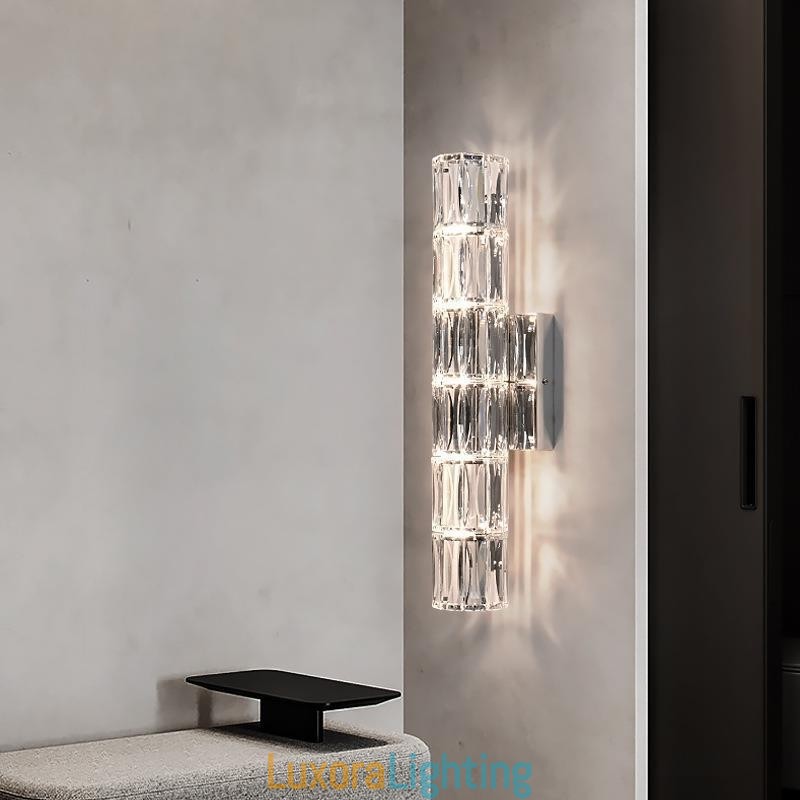 Designer Touch Decorative Living Room Wall Lamp Light Luxury Simple Bedroom Bedside Lamp Hotel Lobby Aisle Villa Project Stainless Steel Crystal Wall Sconces