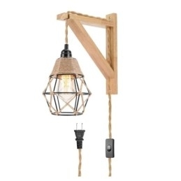 Designer Touch Decorative Hemp Rope Iron Art Wall Light American Pastoral Retro Wall Sconce With Plug