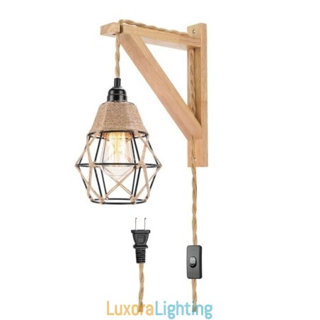 Designer Touch Decorative Hemp Rope Iron Art Wall Light American Pastoral Retro Wall Sconce With Plug
