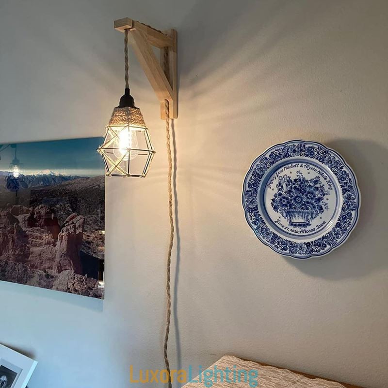 Designer Touch Decorative Hemp Rope Iron Art Wall Light American Pastoral Retro Wall Sconce With Plug