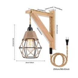 Designer Touch Decorative Hemp Rope Iron Art Wall Light American Pastoral Retro Wall Sconce With Plug