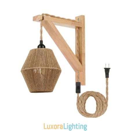 Designer Touch Decorative Paper Rope Wall Sconce American Pastoral Retro Wall Light With Plug