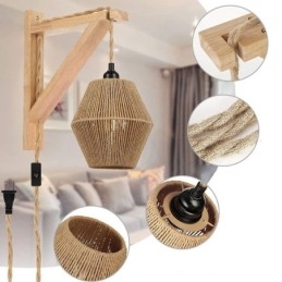 Designer Touch Decorative Paper Rope Wall Sconce American Pastoral Retro Wall Light With Plug