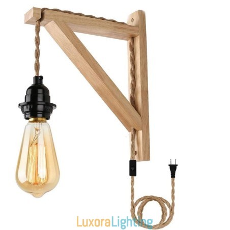 Designer Touch Decorative Solid Wood Wall Sconce American Pastoral Retro Hemp Rope Wall Light With Plug