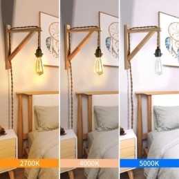 Designer Touch Decorative Solid Wood Wall Sconce American Pastoral Retro Hemp Rope Wall Light With Plug