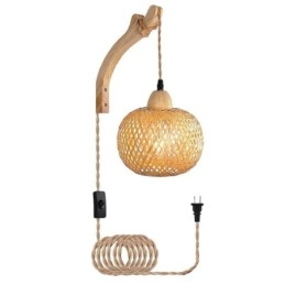 Designer Touch Decorative Bamboo Wall Sconce American Pastoral Retro Hemp Rope Wall Light With Plug
