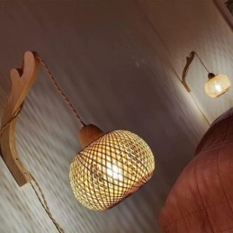 Designer Touch Decorative Bamboo Wall Sconce American Pastoral Retro Hemp Rope Wall Light With Plug