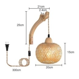 Designer Touch Decorative Bamboo Wall Sconce American Pastoral Retro Hemp Rope Wall Light With Plug