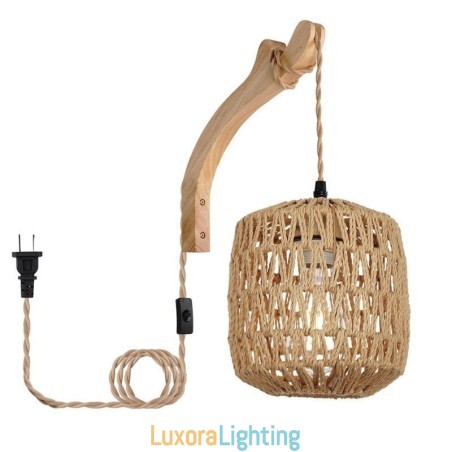 Designer Touch Decorative American Retro Wall Sconce 3M Hemp Rope Hanging Line Paper Rope Woven Lampshade