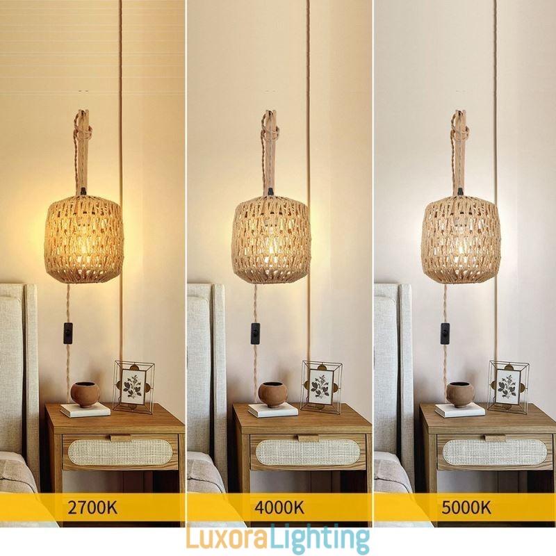 Designer Touch Decorative American Retro Wall Sconce 3M Hemp Rope Hanging Line Paper Rope Woven Lampshade