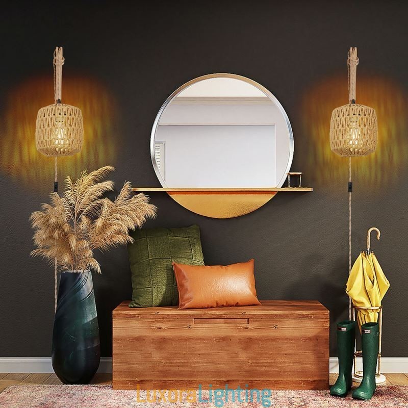 Designer Touch Decorative American Retro Wall Sconce 3M Hemp Rope Hanging Line Paper Rope Woven Lampshade