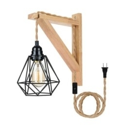 Designer Touch Decorative American Retro Wall Sconce 2.5M Hemp Rope Hanging Wire Black Iron Painted Lampshade