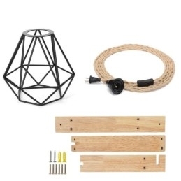 Designer Touch Decorative American Retro Wall Sconce 2.5M Hemp Rope Hanging Wire Black Iron Painted Lampshade