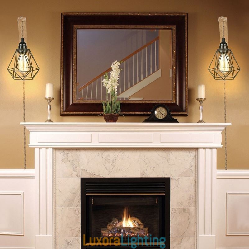 Designer Touch Decorative American Retro Wall Sconce 2.5M Hemp Rope Hanging Wire Black Iron Painted Lampshade