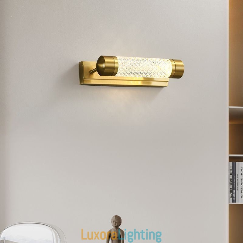 Designer Touch Decorative Wall Lamp Brass Acrylic Cylinder Mirror Front Light