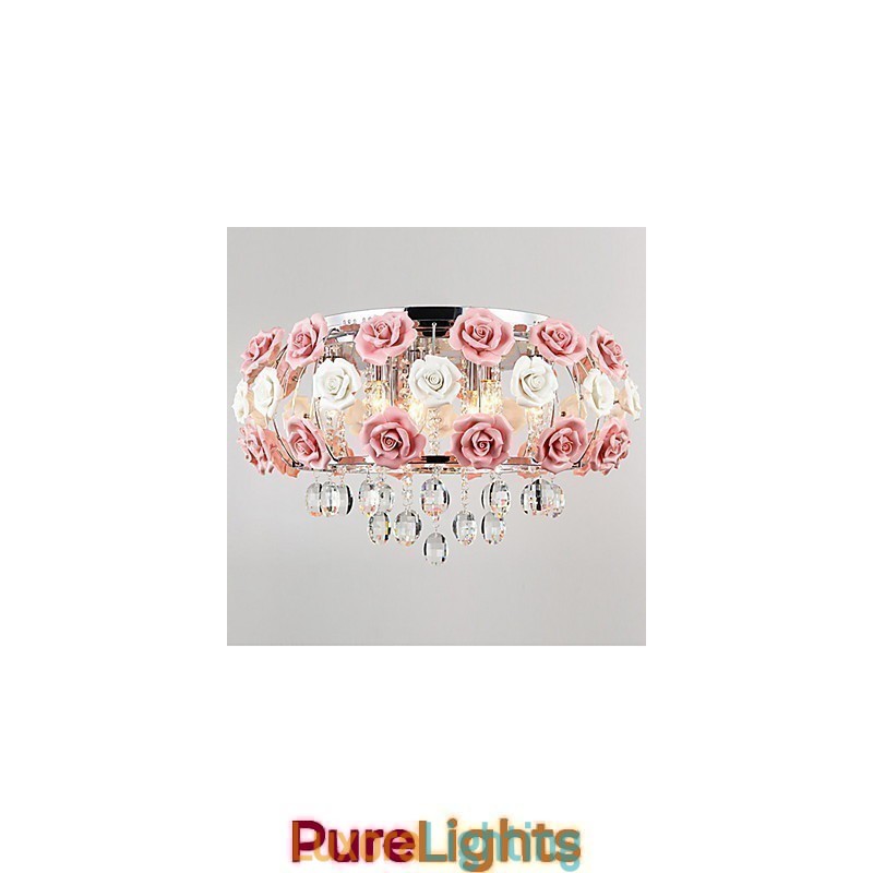 Designer Touch Decorative Country Crystal Electroplated Metal Flush Mount