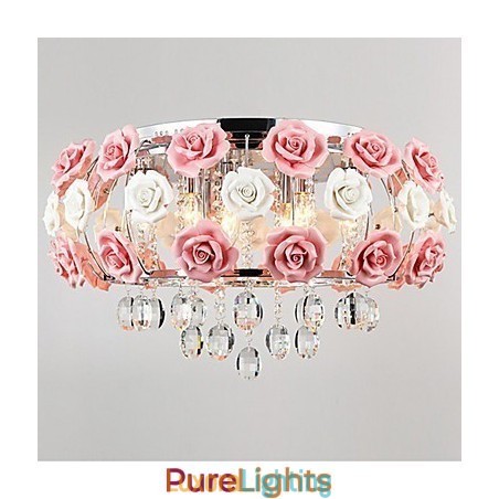 Designer Touch Decorative Country Crystal Electroplated Metal Flush Mount