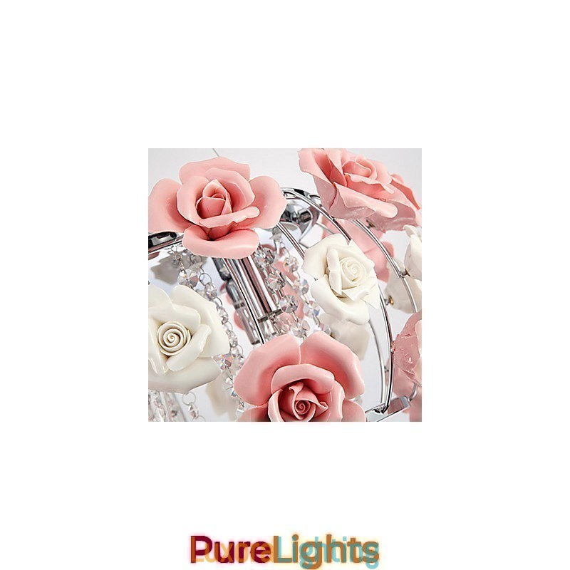 Designer Touch Decorative Country Crystal Electroplated Metal Flush Mount