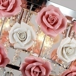 Designer Touch Decorative Country Crystal Electroplated Metal Flush Mount