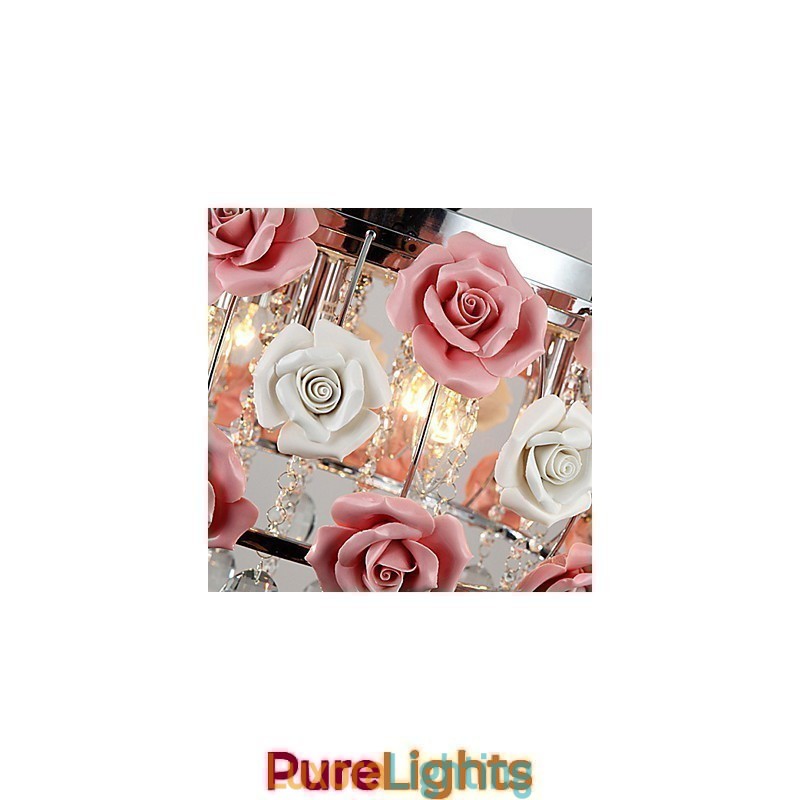 Designer Touch Decorative Country Crystal Electroplated Metal Flush Mount