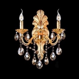 Designer Touch Decorative European Wall Lamp Golden Petal Wall Sconce Exquisite Crystal Drops Light Bedside Lighting