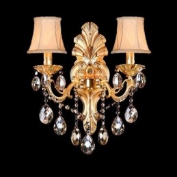 Designer Touch Decorative European Wall Lamp Golden Petal Wall Sconce Exquisite Crystal Drops Light Bedside Lighting