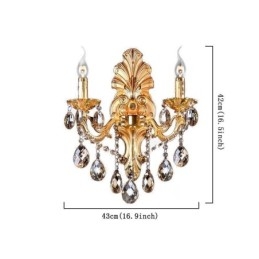 Designer Touch Decorative European Wall Lamp Golden Petal Wall Sconce Exquisite Crystal Drops Light Bedside Lighting