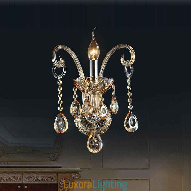 Designer Touch Decorative European Wall Lamp Amber Cognac Crystal Wall Sconce Simple Lamp Lighting