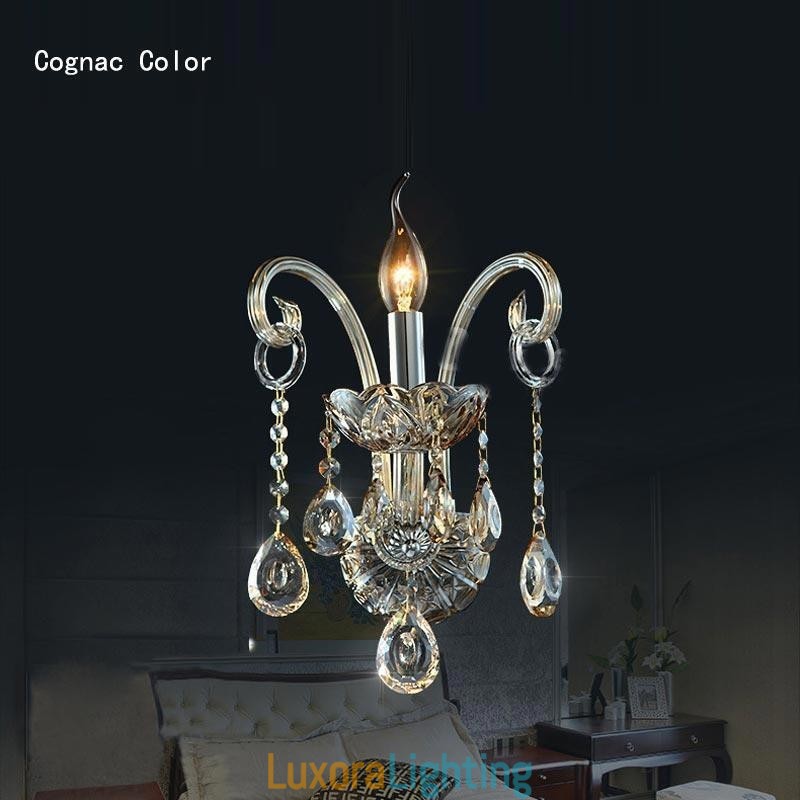 Designer Touch Decorative European Wall Lamp Amber Cognac Crystal Wall Sconce Simple Lamp Lighting