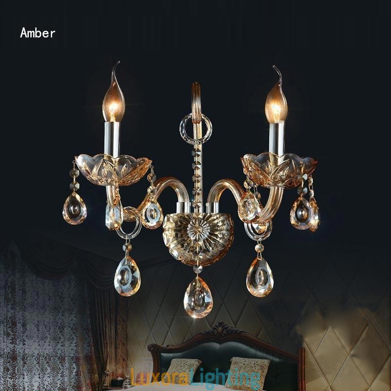 Designer Touch Decorative European Wall Lamp Amber Cognac Crystal Wall Sconce Simple Lamp Lighting