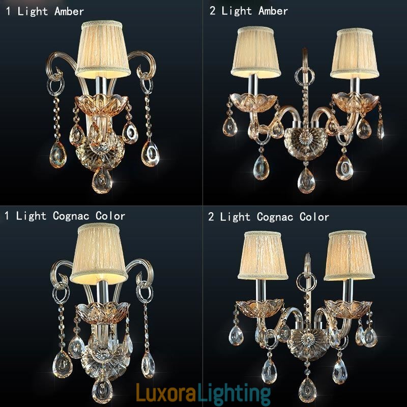 Designer Touch Decorative European Wall Lamp Amber Cognac Crystal Wall Sconce Simple Lamp Lighting