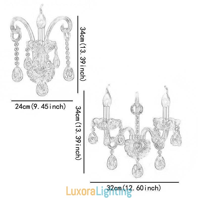 Designer Touch Decorative European Wall Lamp Amber Cognac Crystal Wall Sconce Simple Lamp Lighting