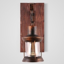 Designer Touch Decorative American Vintage Wall Light Industrial LOFT Wall Sconce Solid Wood Glass Lamp Light