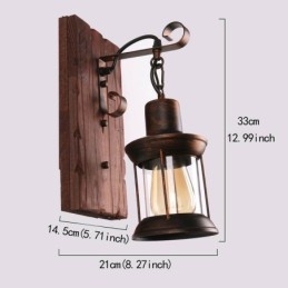 Designer Touch Decorative American Vintage Wall Light Industrial LOFT Wall Sconce Solid Wood Glass Lamp Light