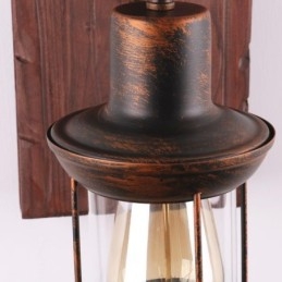 Designer Touch Decorative American Vintage Wall Light Industrial LOFT Wall Sconce Solid Wood Glass Lamp Light