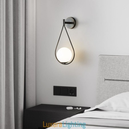 Designer Touch Decorative Modern Globe Wall Sconce Glass Wall Light Black Water Drop Wall Light