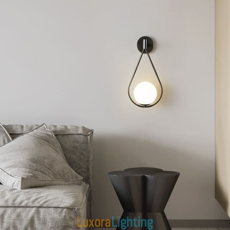 Designer Touch Decorative Modern Globe Wall Sconce Glass Wall Light Black Water Drop Wall Light
